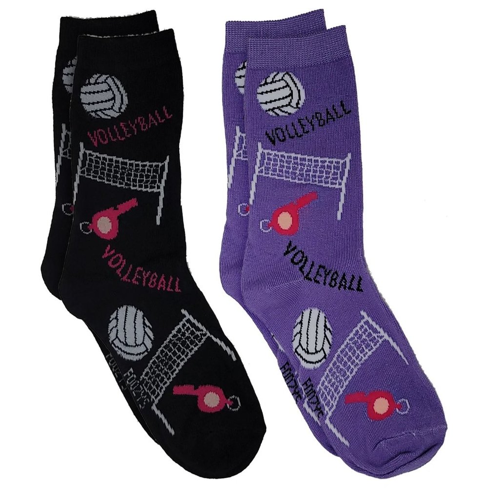 Volleyball Game Team Sport Net Beach Ball Whistle 2 Pairs Foozys Women's Socks
